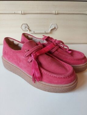 Pink Suede Platform Creeper Shoes Hush Puppies 6 Oxford Bridget